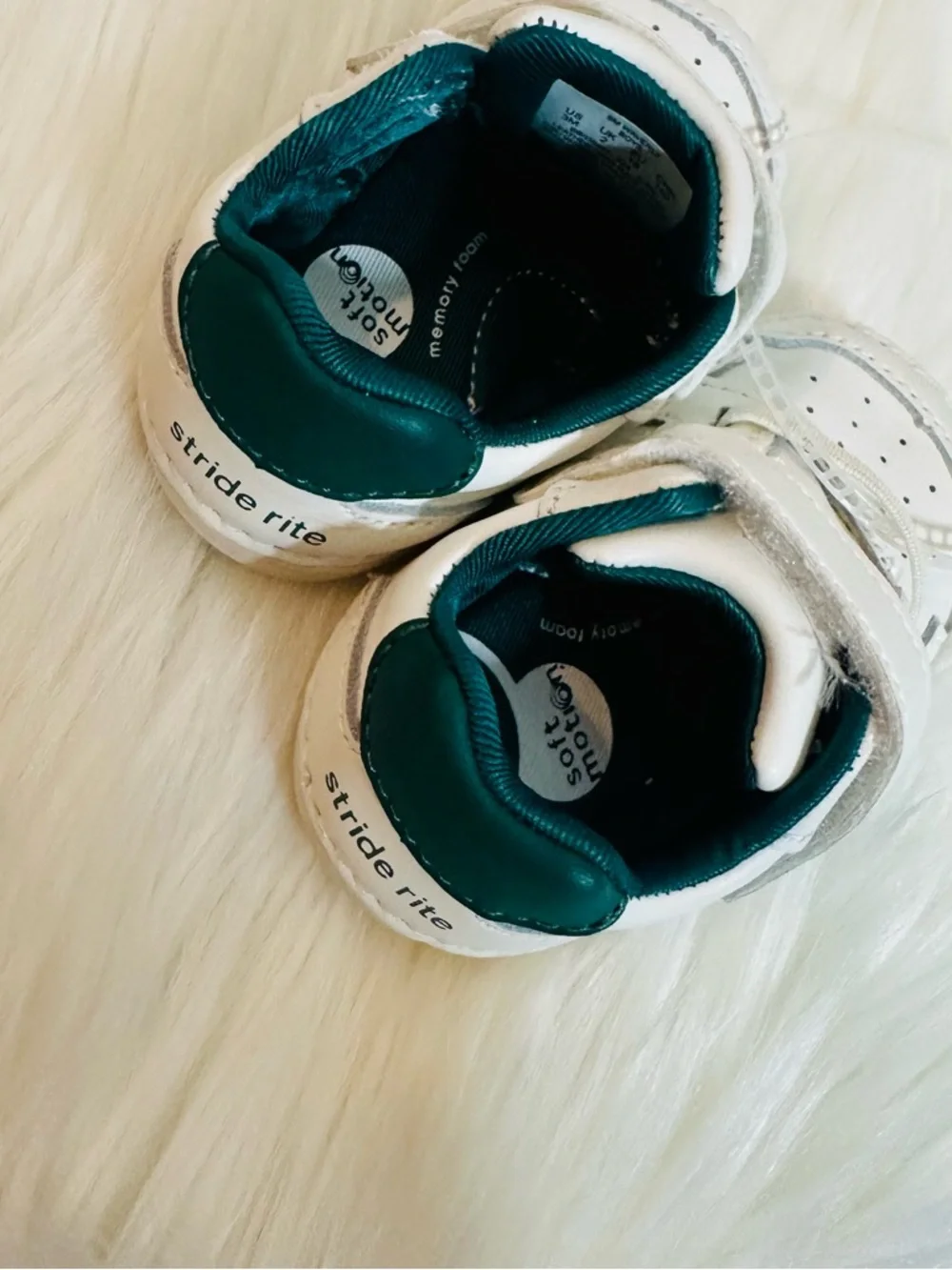 Stride Rite White & Teal Star Velcro Toddler Sneaker - Picture 7 of 12